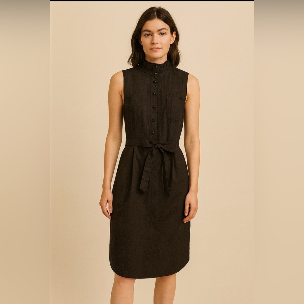 Willow Navy Pleated Button-Up Midi Dress. Size-2